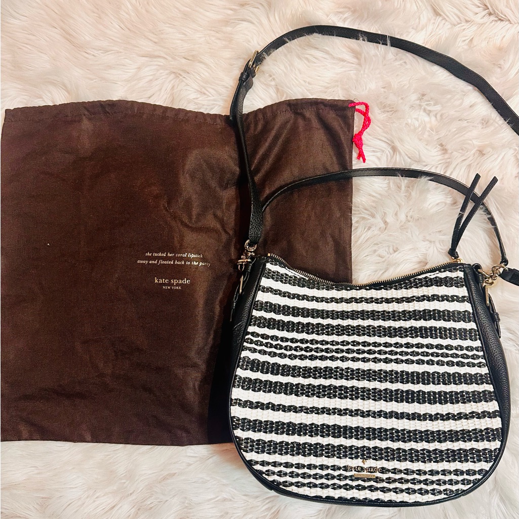 Kate Spade Black And White Striped Shoulder Bag